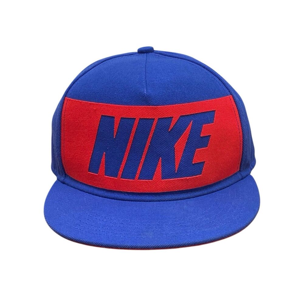 NIKE Large Logic Logo Snapback Hat Royal Blue &‎ Red
